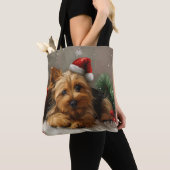 Australische Terrier Hond Kerstfeest Tote Bag (Dichtbij)