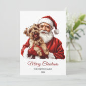 Australische Terriër Hond Kerstman Kerstmis Feestdagenkaart (Staand voorkant)