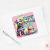 Australische terriër hond kleurrijk vierkante sticker (Envelop)