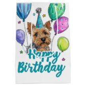 Australische Terriër Hond met Ballonnen Verjaardag Medium Cadeauzakje (Achterkant)
