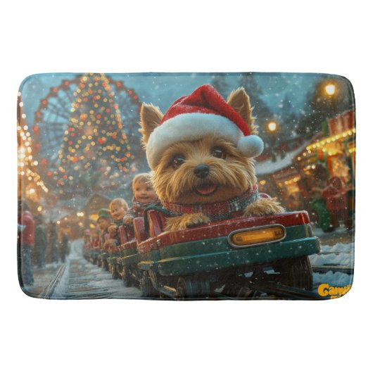 Australische Terriër Hond Roller Coaster Kerstmis Badmat (Voorkant)