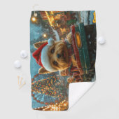 Australische Terriër Hond Roller Coaster Kerstmis Golfhanddoek (Insitu)