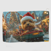 Australische Terriër Hond Roller Coaster Kerstmis Golfhanddoek (Horizontaal)