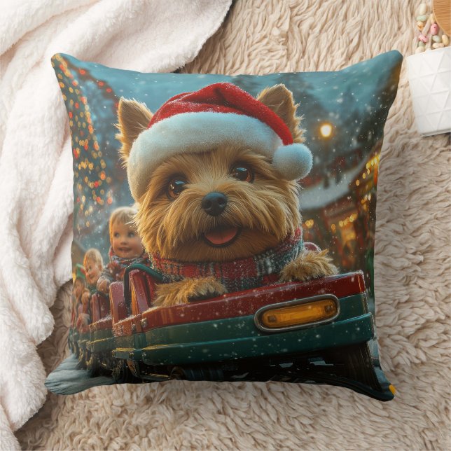 Australische Terriër Hond Roller Coaster Kerstmis Kussen (Deken)