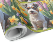 Australische Terrier Hond Spring Bloemen Schildere Cadeaupapier (Rol Hoek)