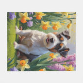 Australische Terrier Hond Spring Bloemen Schildere Fleece Deken (Voorkant (Horizontaal))