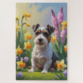 Australische Terrier Hond Spring Bloemen Schildere Legpuzzel (Verticaal)