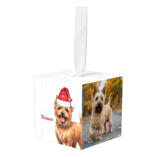 Australische Terrier Hond Twee Foto Kerstvakantie Decoratie (Voorkant hoekig)