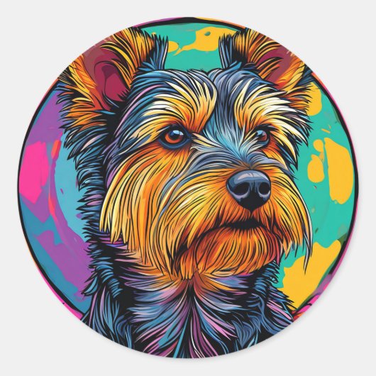 🐶 Australische Terrier Honden Cute Huisdier Illus Ronde Sticker (Voorkant)