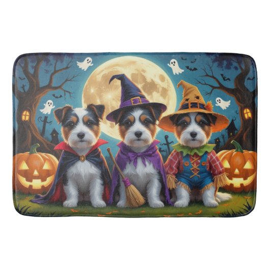 Australische Terrier Honden Pompoen Halloween Grap Badmat (Voorkant)