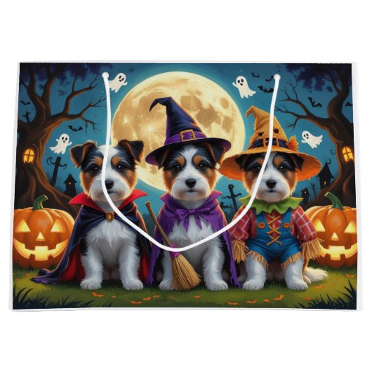 Australische Terrier Honden Pompoen Halloween Grap Groot Cadeauzakje (Voorkant)
