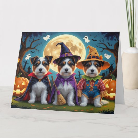 Australische Terrier Honden Pompoen Halloween Grap Kaart (Voorkant)