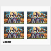 Australische Terrier Honden Pompoen Halloween Grap Rechthoekige Sticker (Vel)