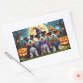 Australische Terrier Honden Pompoen Halloween Grap Rechthoekige Sticker (Envelop)