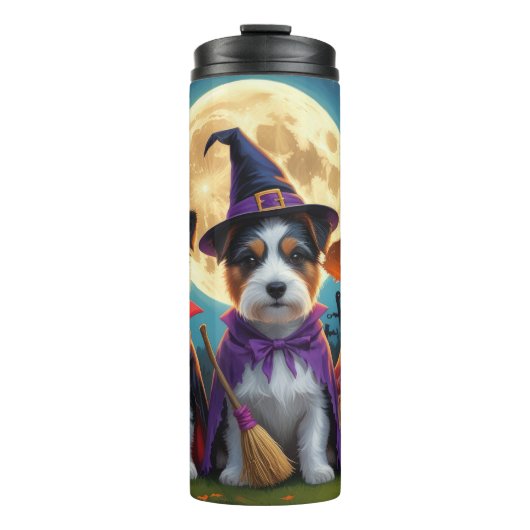 Australische Terrier Honden Pompoen Halloween Grap Thermosbeker (Voorkant)