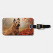 Australische Terriër in de herfst laat Herfst insp Bagagelabel (Voorkant horizontaal)