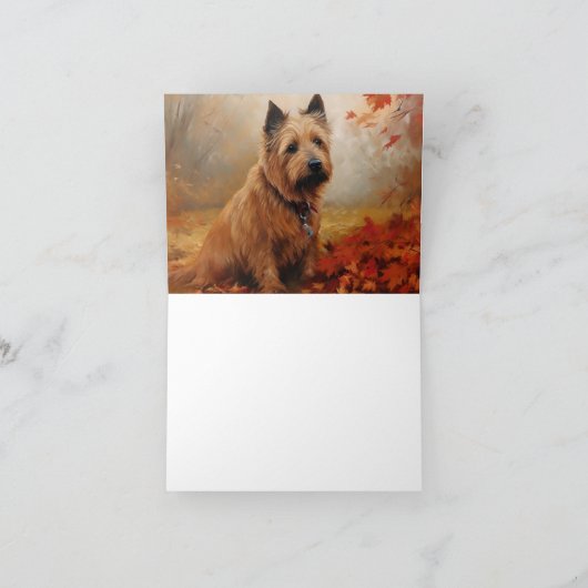 Australische Terriër in de herfst laat Herfst insp Kaart (Binnen)
