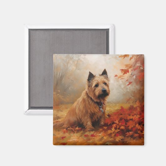 Australische Terriër in de herfst laat Herfst insp Magneet (Voorkant / Achterkant)