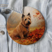 Australische Terriër in de herfst laat Herfst insp Ronde Button 6,0 Cm (In situ)