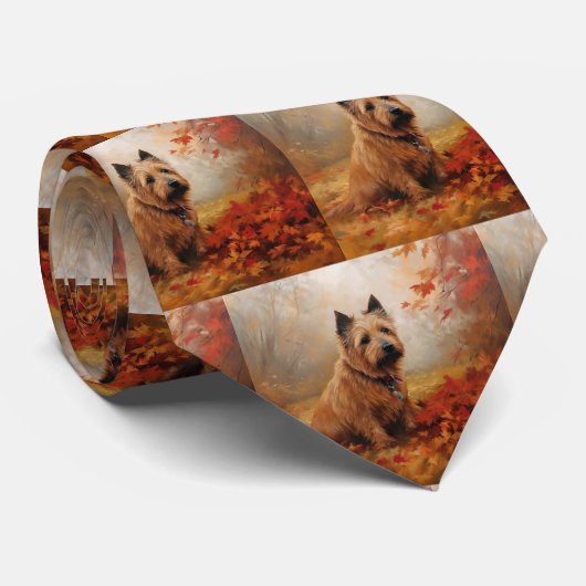 Australische Terriër in de herfst laat Herfst insp Stropdas (Opgerold)