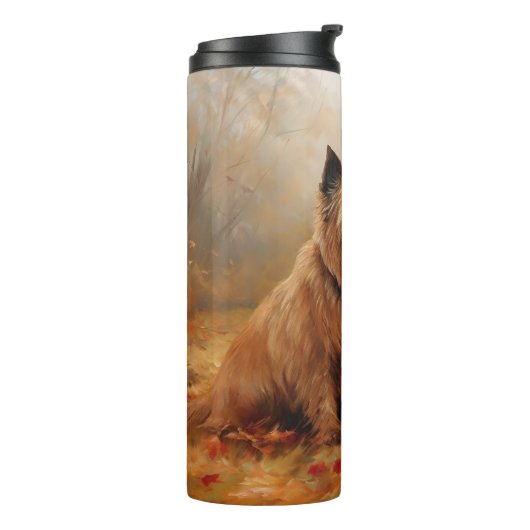 Australische Terriër in de herfst laat Herfst insp Thermosbeker (Gedraaid links)