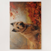 Australische Terrier in herfstbladeren val inspire Legpuzzel (Verticaal)