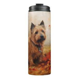 Australische Terrier in herfstbladeren val inspire Thermosbeker