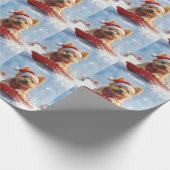 Australische Terriër in Sledge Laat het Sneeuw Ker Cadeaupapier (Hoek)