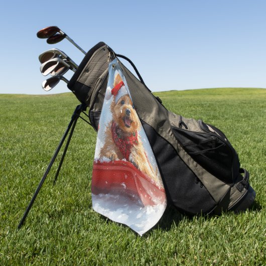 Australische Terriër in Sledge Laat het Sneeuw Ker Golfhanddoek (Groen)