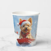 Australische Terriër in Sledge Laat het Sneeuw Ker Papieren Bekers (Achterkant)