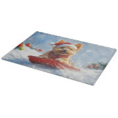 Australische Terrier in slee Laat het sneeuwen Ker Snijplank (Hoek)