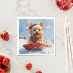 Australische Terrier in slee Let it Snow Kerstmis Servet