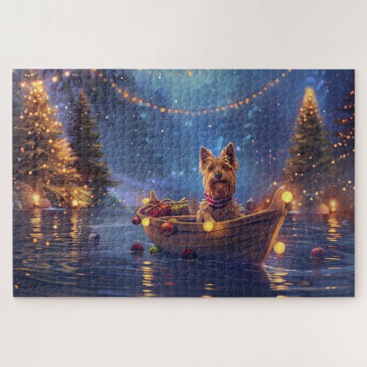 Australische Terriër Kerst Feestelijke Reis Legpuzzel (Horizontaal)