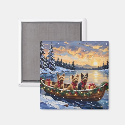 Australische Terriër Kerstboot Vakantie Magneet (Voorkant / Achterkant)
