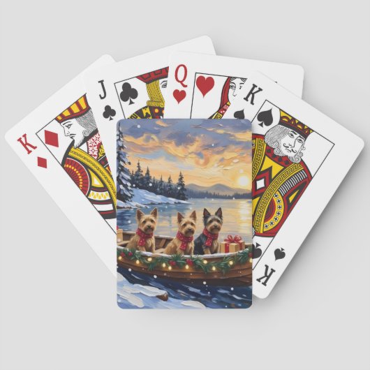 Australische Terriër Kerstboot Vakantie Pokerkaarten (Achterkant)