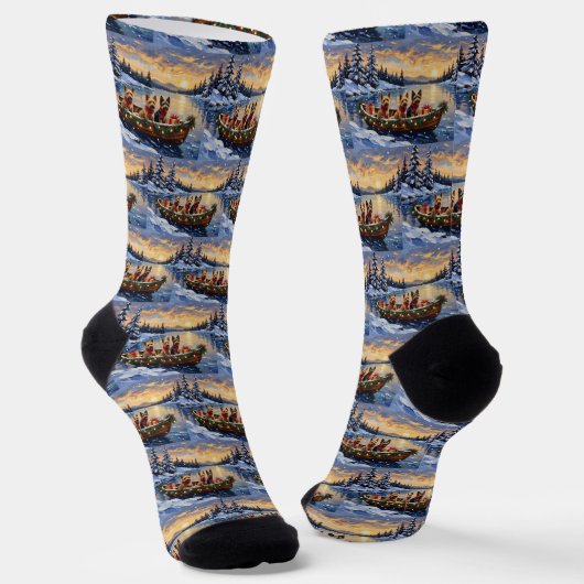 Australische Terriër Kerstboot Vakantie Sokken (Gebogen)