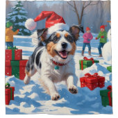 Australische Terriër Kerstfeest Sneeuwscène Douchegordijn (Voorkant)