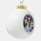 Australische Terriër Kerstfeest Sneeuwscène Keramische Bal Ornament (Links)