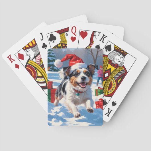 Australische Terriër Kerstfeest Sneeuwscène Pokerkaarten (Achterkant)
