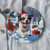Australische Terriër Kerstfeest Sneeuwscène Ronde Button 6,0 Cm (In situ)
