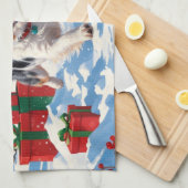 Australische Terriër Kerstfeest Sneeuwscène Theedoek (Quarter Fold)