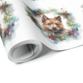 Australische Terriër Kerstkrans Feestelijke Pup Cadeaupapier (Rol Hoek)