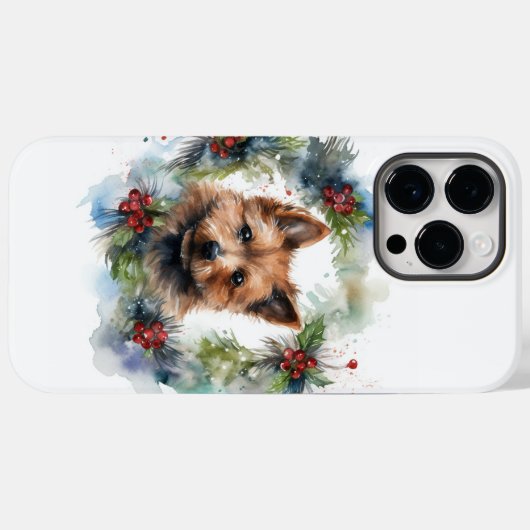Australische Terriër Kerstkrans Feestelijke Pup Case-Mate iPhone Case (Achterkant (horizontaal))