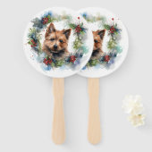 Australische Terriër Kerstkrans Feestelijke Pup Handwaaier (Voorkant en achterkant)