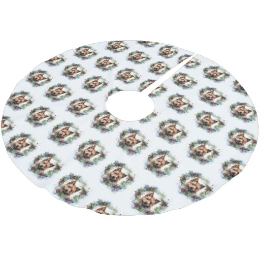 Australische Terriër Kerstkrans Feestelijke Pup Kerstboom Rok (Gekanteld)