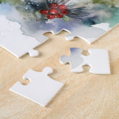 Australische Terriër Kerstkrans Feestelijke Pup Legpuzzel (Zijkant)