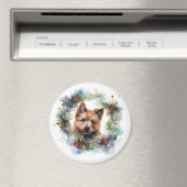 Australische Terriër Kerstkrans Feestelijke Pup Magneet (Insitu (Vaatwasser))