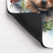 Australische Terriër Kerstkrans Feestelijke Pup Muismat (Hoek)