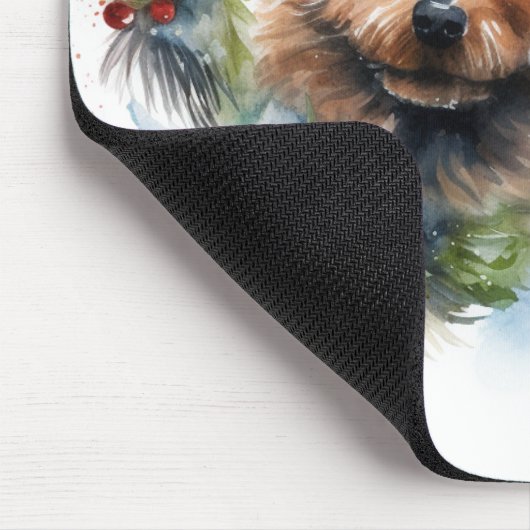 Australische Terriër Kerstkrans Feestelijke Pup Muismat (Hoek)