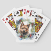 Australische Terriër Kerstkrans Feestelijke Pup Pokerkaarten (Achterkant)